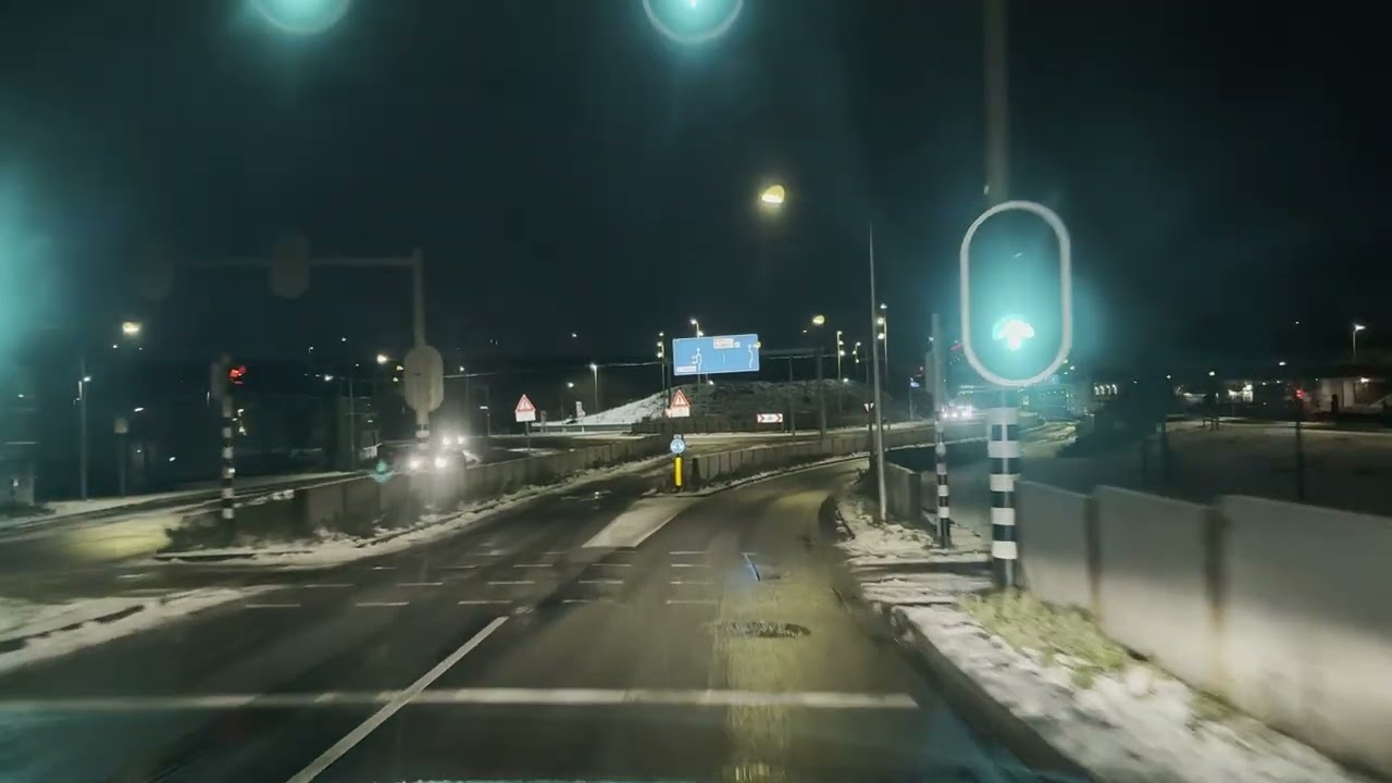 A snowy night drive from Groningen