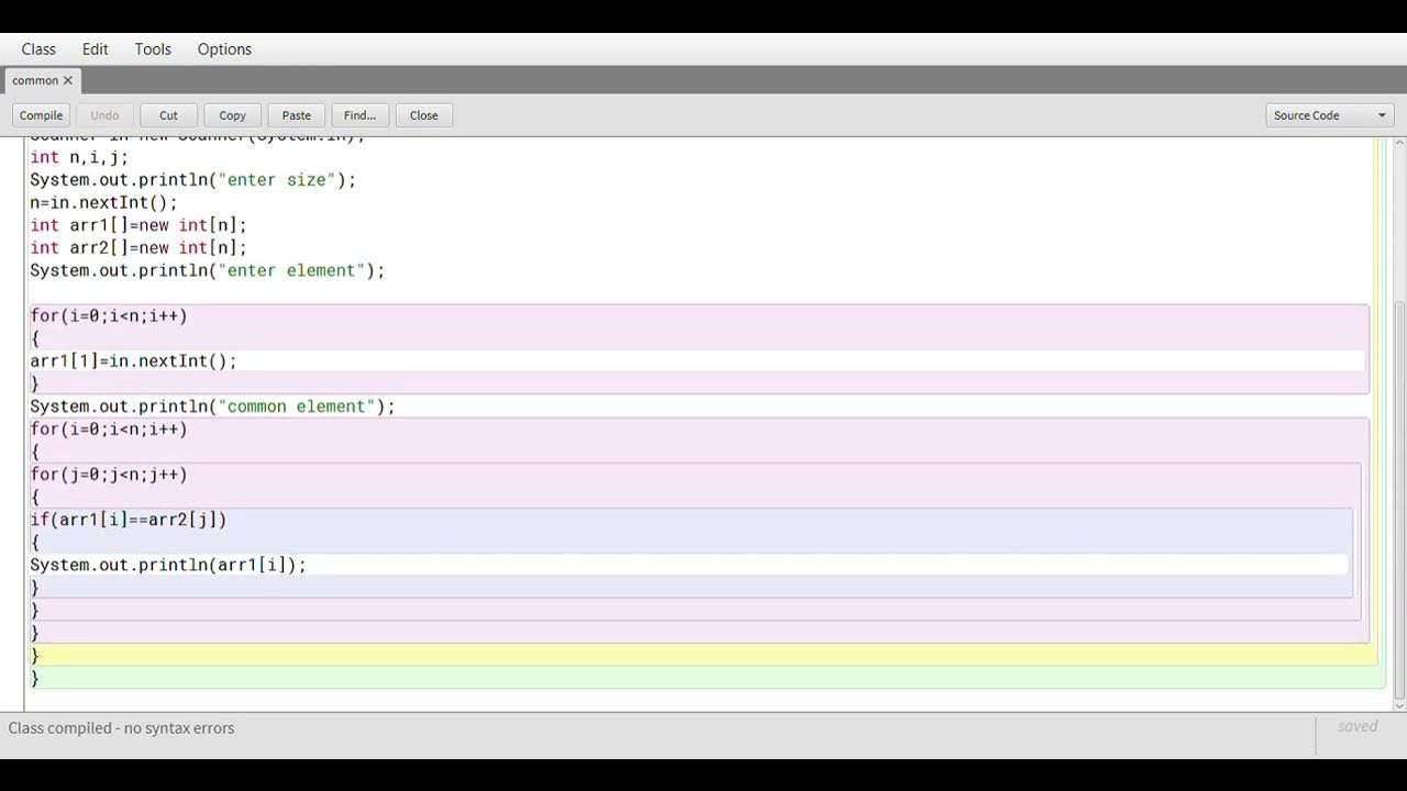 Blue Java : wap to accept 2 integer and check and print common elements ...