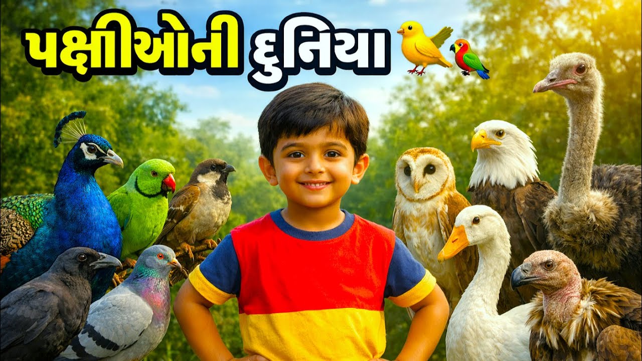 પક્ષીઓના નામ | Birds name In Gujarati | Gujarati Birds Learning Video for Kids