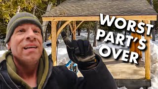 It Took 2 YEARS to Build this Kitchen Roof from Trees.  ep282