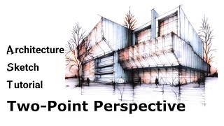 🔺️✒️Monochrome Two-point Perspective| Architectural Drawing