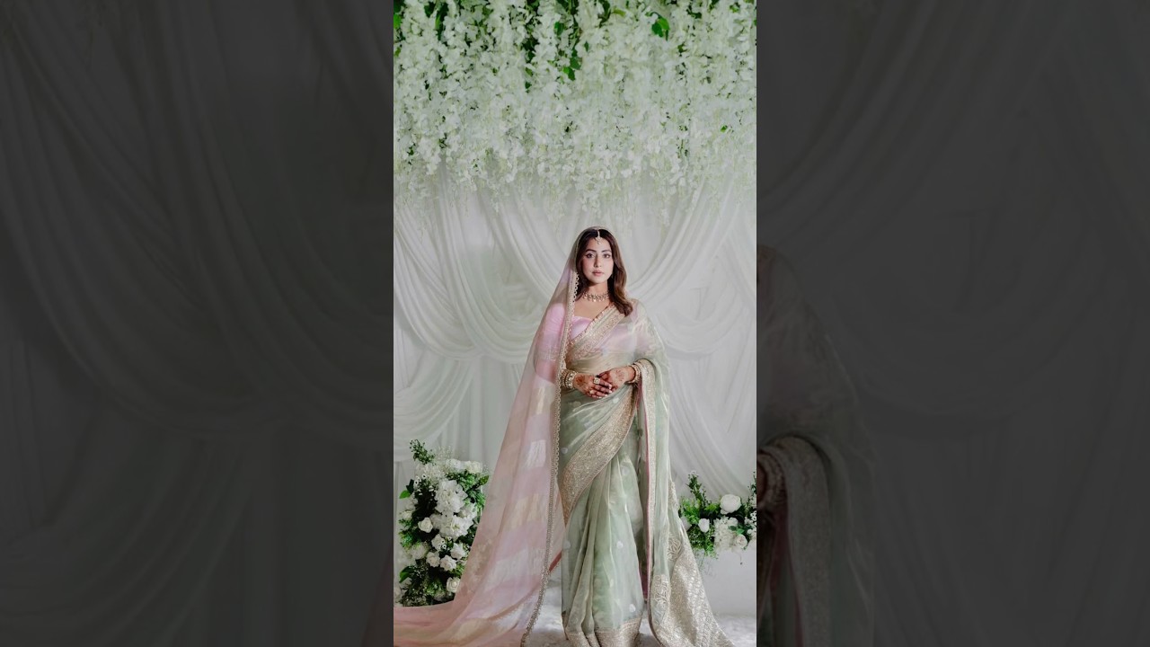 Hina khan in beautiful pastel color saree by