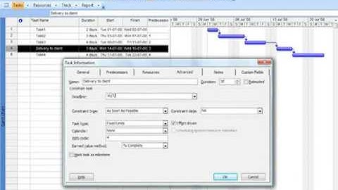 Deadline Date for task in Project