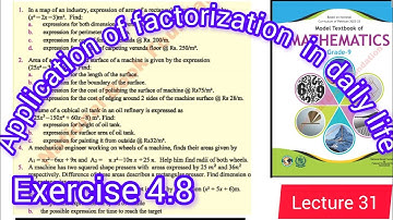 Application Of Factorization | Class 9 Exercise 4.8 NBF | Maths Ex 4.8 Class 9th federal board FBISE