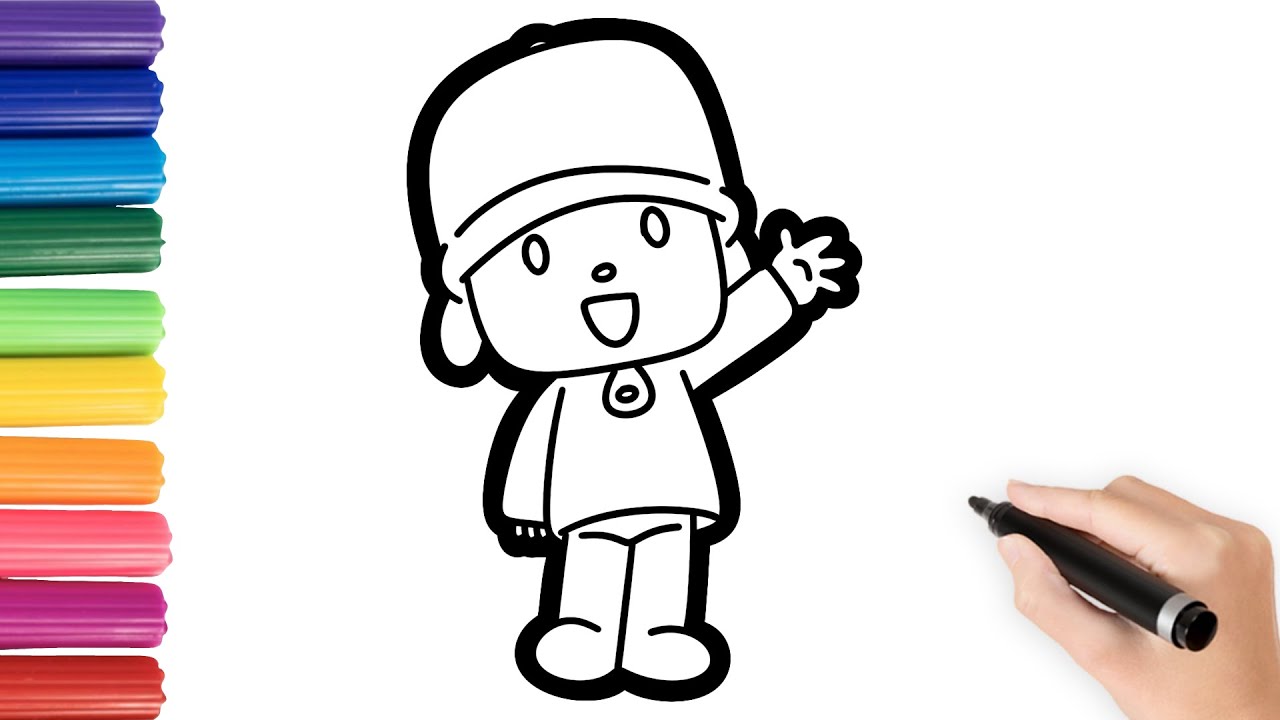How To Draw Pocoyo Drawing And Coloring For Kids Toddlers And Babies