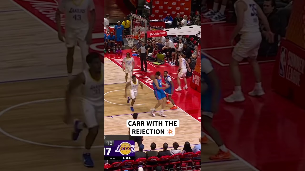 Cameron Carr elevates for the emphatic swat inside