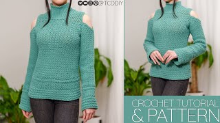 How to Crochet: Cold Shoulder Mock Neck Top | Pattern & Tutorial