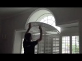 Shaped window shutters with a curved fan top - See how the louvre blades move