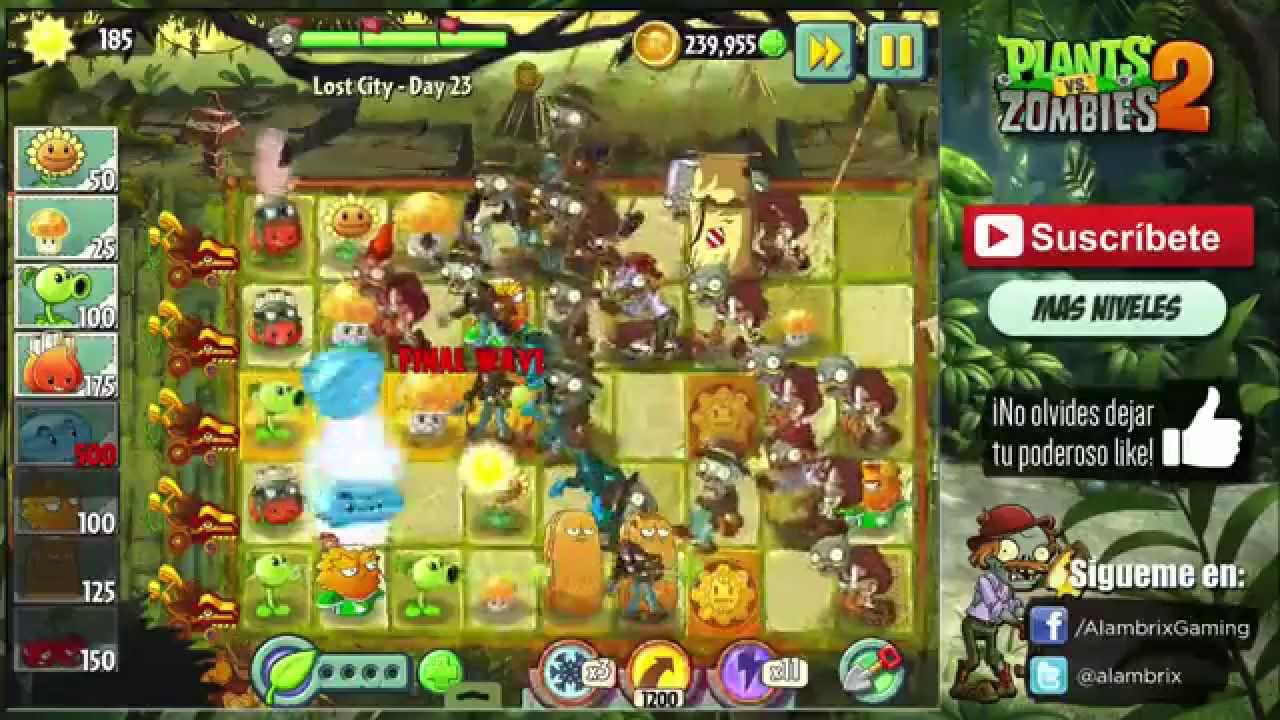 Plants Vs Zombies 2 - Ciudad perdida día 23 - YouTube