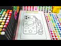 ASMR satisfying coloring 😌 iphone cover with charms ✨️ glitter effect 💙 bubble effect 🫧 relaxing 🎶