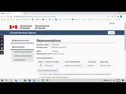 Authorizing a CRA My Business Account Representative