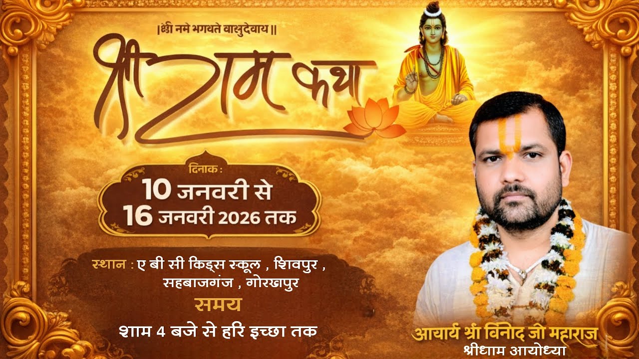Live | Day - 4 | Shri Ram katha | पूज्य आचार्य श्री विनोद जी महाराज | Shivpur  , Gorakhpur U.P.|