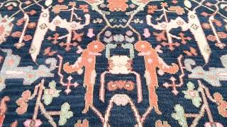 Hand-Knotted Rug | Navy Tribal Floral Design | Woven Dream Rugs
