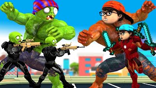 Avengers Strong Nick transform Super Hero Nickhulk vs Team Zombie Protect City - Scary Teacher 3D