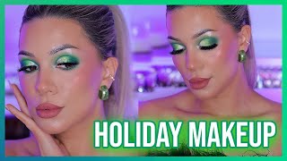 HOLIDAY MAKEUP TUTORIAL GRWM: GREEN EYESHADOW GLAM