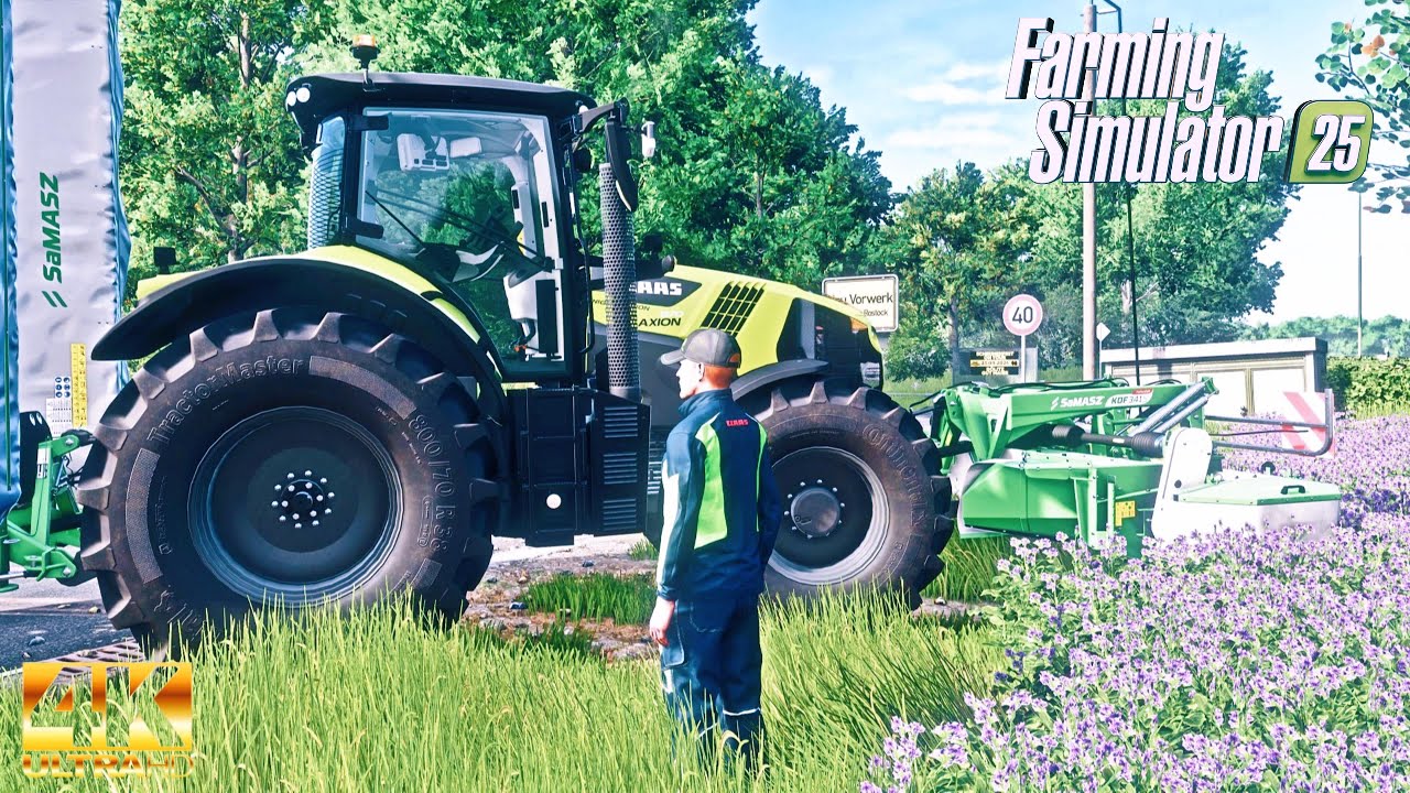Fs25 Ultra Graphics 4K Immersive gameplay | Claas Axion Cutting grass