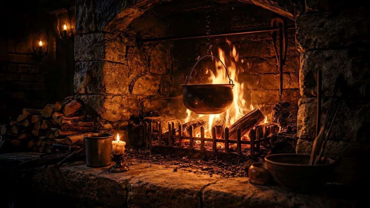 🔥 Уютная атмосфера средневекового камина ⏐ Треск огня ⏐ Без рекламы 🔥