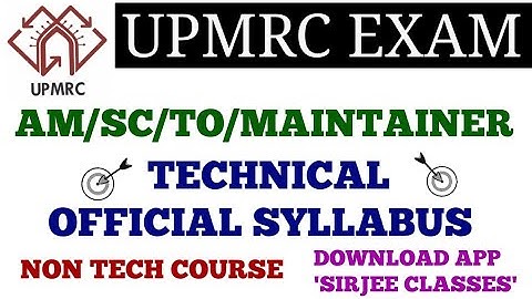 UPMRC OFFICIAL TECHNICAL SYLLABUS FOR AM/SCTO/MAINTAINER POST