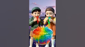 Squid Game eating rainbows crystal edible slime ASMR #asmrRainbow #squidgame #squidgame2 #ai