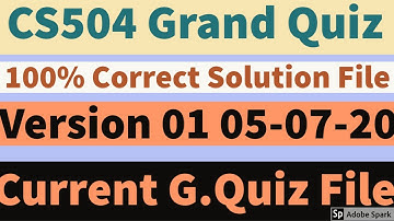 cs504 grand quiz solution file || cs504 midterm grand quiz solution file || sovled MCSs CS504