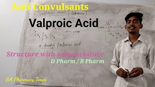 Valproic acid structure with IUPAC name / Anti Convulsants / SA pharmacy times / valproic