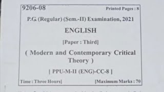 M.A(ENGLISH)sem-2 C.C-8 Modern & Contemporary Critical theory Ques paper  for PATLIPUTRA & PATNA📝
