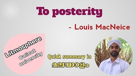 To Posterity | Malayalam summary | Calicut University | Lithosphere | 1st semester