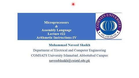 Arithmetic Instruction IV (Lecture 22)