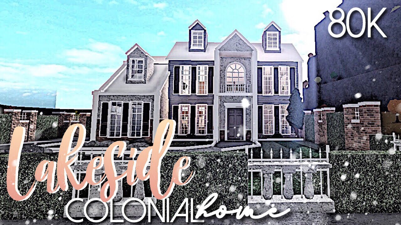 Bloxburg Lakeside Colonial Home 80k Tour Only Youtube - roblox bloxburg lakeside family mansion