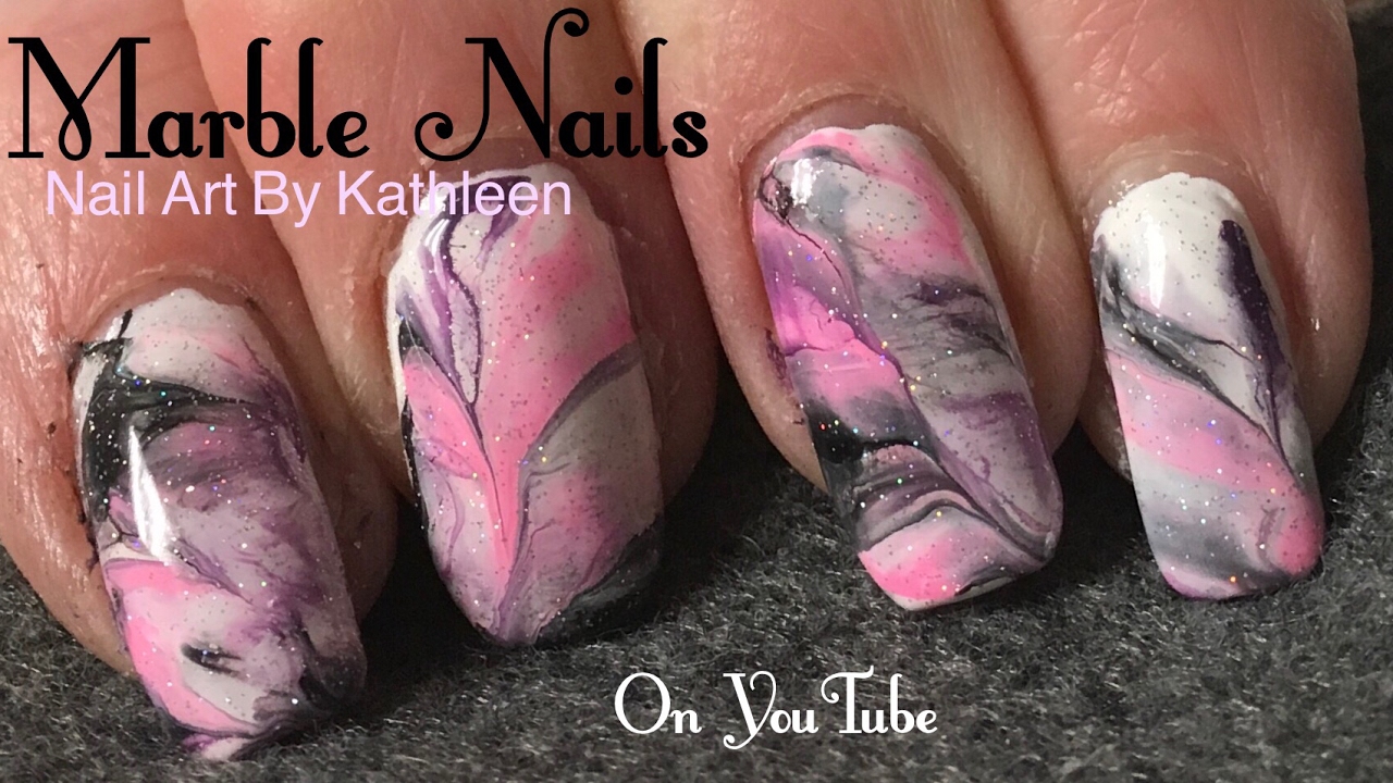 Marble Nails Using Acrylic Paint - Youtube