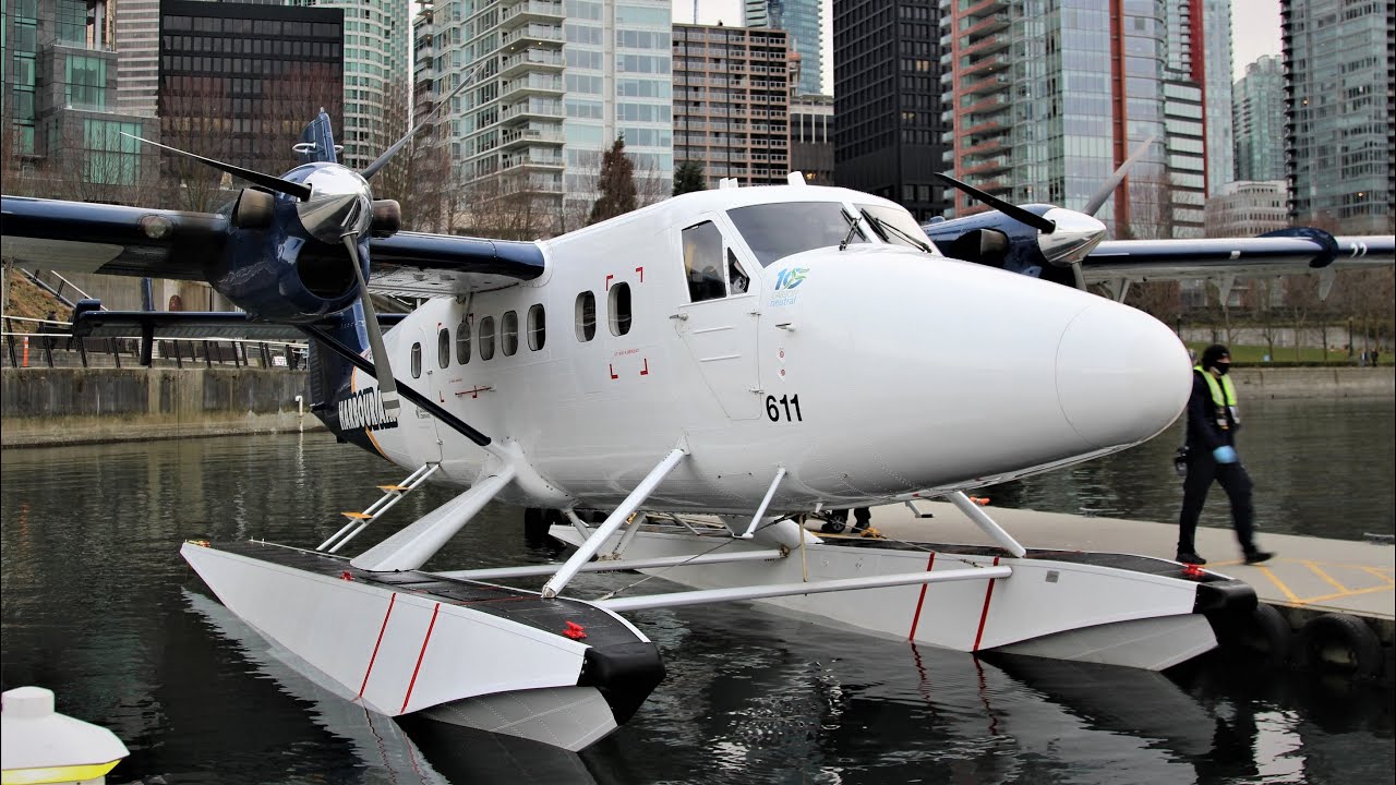 Full flight Harbour Air DHC6 Twin Otter YB242 Victoria Harbour to