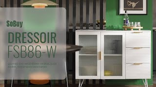 Sobuy Dressoir丨Keukenkast丨Keukeneiland Keuken Opbergwagen Keukenwagen丨Opbergkast丨Fsb86-W