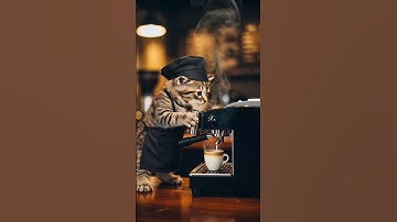 CAT MAKING COFFEE  AI VIDEO #openai #ChatGPT#Midjourney#StableDiffusion#runwayml #aiediting