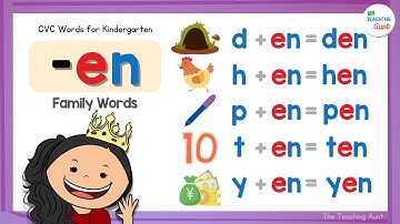 CVC WORDS FOR KINDERGARTEN | -EN Word Family | Learn How To Read | Reading 3-Letter Words