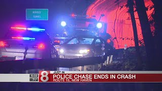 1 arrested after pursuit ends in crash on Route 15 in New Haven