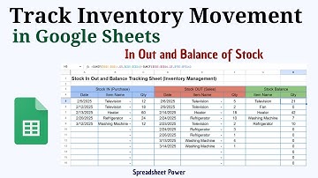 Track of Inventory In Out Balance in Google Sheets | How to Make Guide