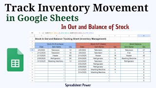 Track of Inventory In Out Balance in Google Sheets | How to Make Guide