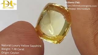 Natural Luxury Yellow Sapphire 7.38 Carat, Ceylon