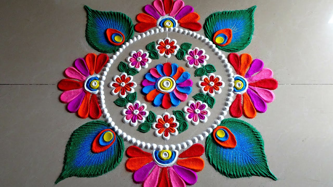 Simple, beautiful and quick rangoli for beginners | Easy and ...