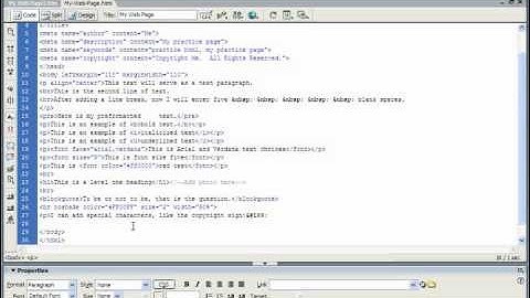 HTML Tutorial Special Characters Training Lesson 5.5
