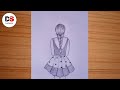 How to draw a girl from back side || Simple drawing || Easy drawing||