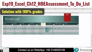 Exp19_Excel_Ch12_HOEAssessment_To_Do_List | Exp19 Excel Ch12 HOE To Do List #ToDoList #excelch12