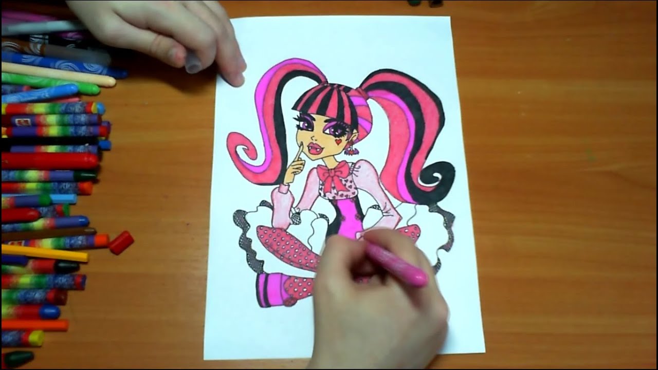 Monster High New Coloring Pages For Kids Colors Draculaura Colored Markers Felt Pens