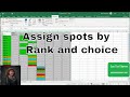 Assign spots by Rank and choice in Excel