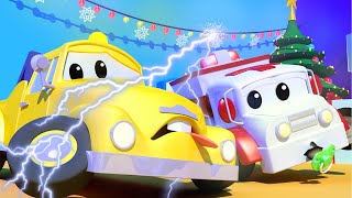 Baby Tom the TOW TRUCK Got SHOCKED With Christmas Lights! -- Amber the Ambulance in Car City