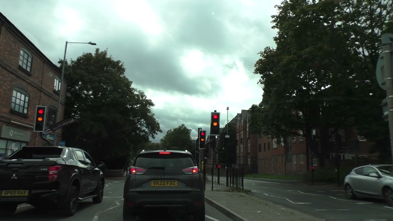 Driving On St Martin's Gate B4205 & City Walls Road A38, Worcester, Worcestershire, England