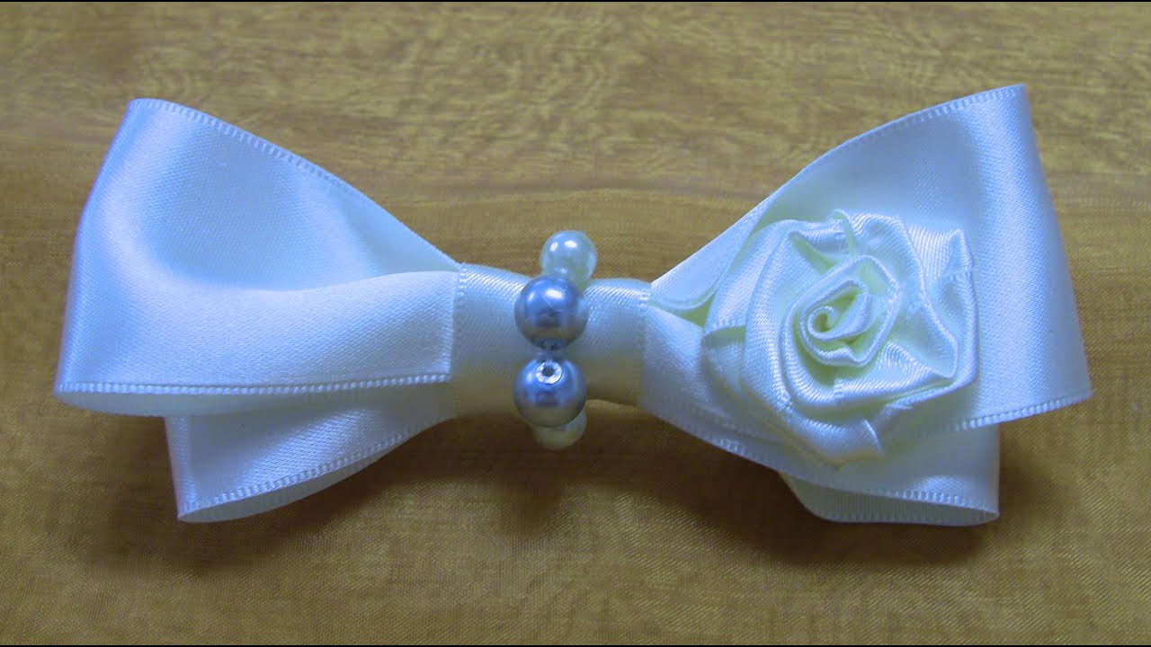 Laço com rosa e perolas Passoa Passo - Lace satin ribbons - YouTube
