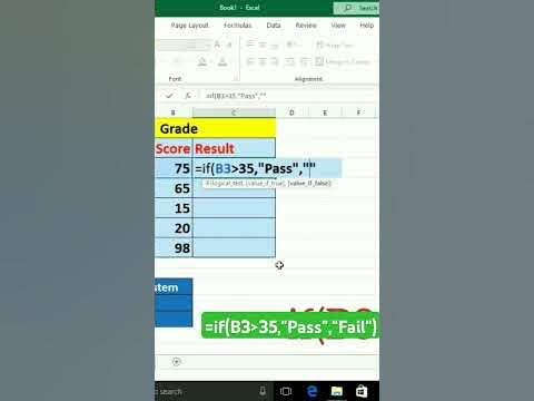How to use If formula | Pass Fail Formula in excel #excel - YouTube