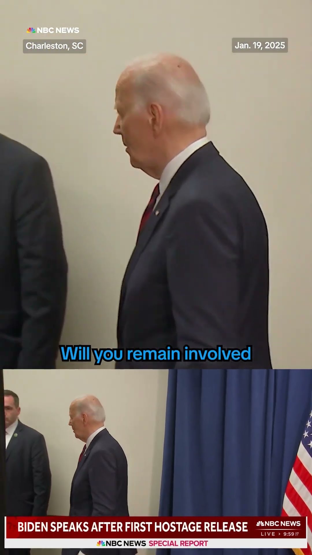 Biden speaks after first hostage release on his last full day in office