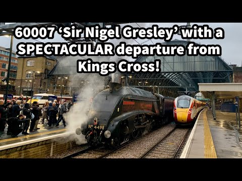 60007 'Sir Nigel Gresley' with a SPECTACULAR departure from London Kings Cross Station! 17/11/22